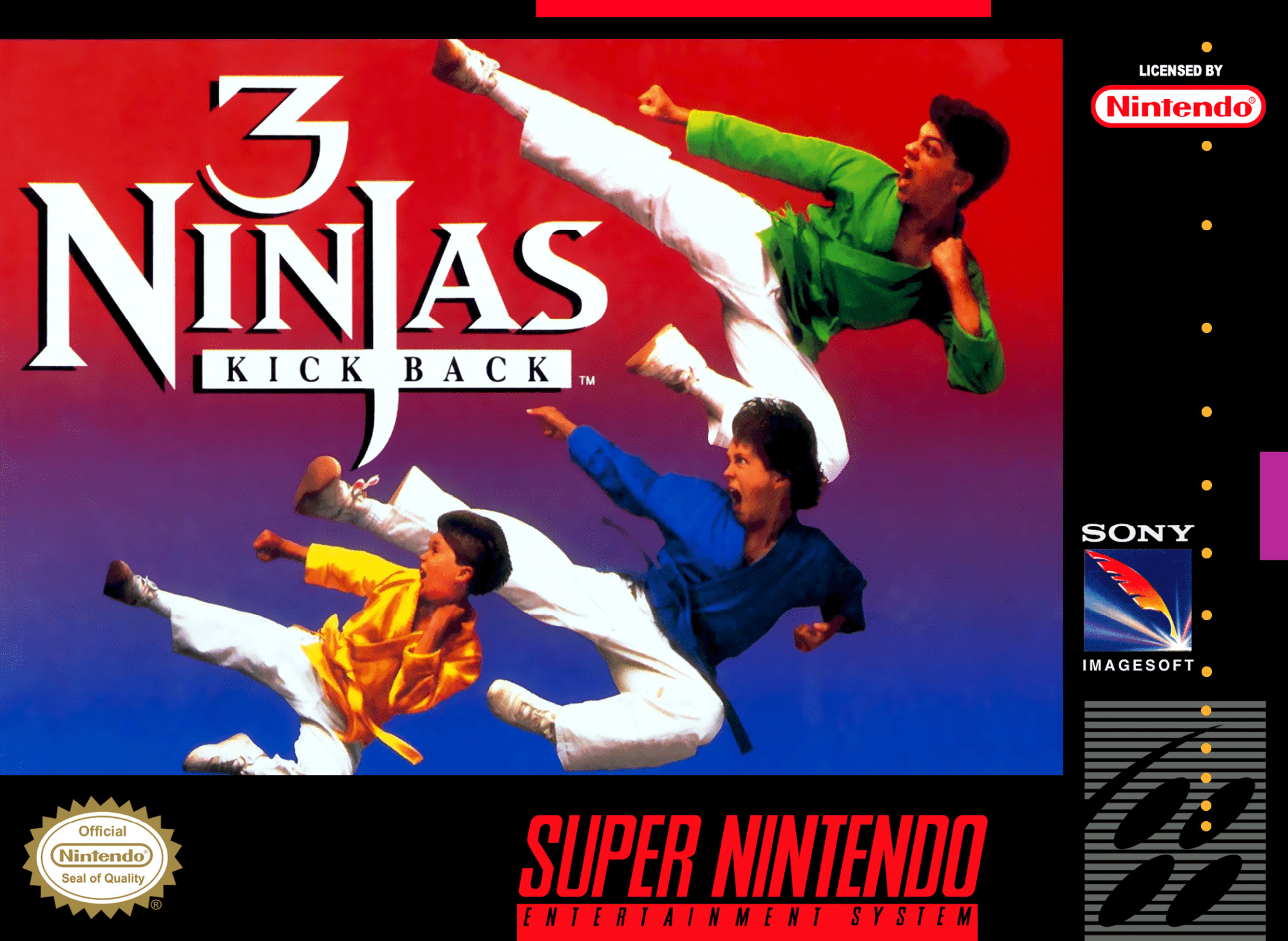 3 Ninjas Kick Back box art for Super Nintendo